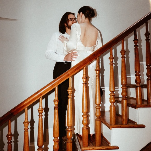 LA LUNE BALLOON SLEEVE BACKLESS MIDI DRESS - CREAM - Picture 8 of 8